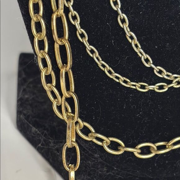 Gold Tone Multi-Strand Cascading Chain Fashion Necklace 20” with 2” extender - Picture 2 of 4